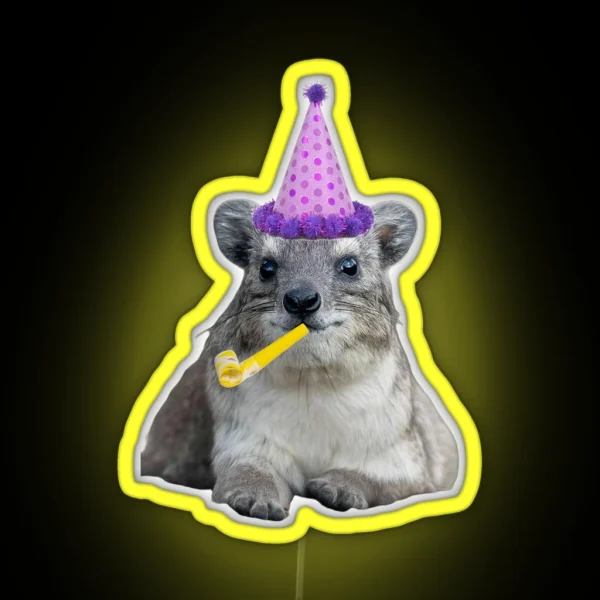 Birthday Rock Hyrax RGB Neon Sign