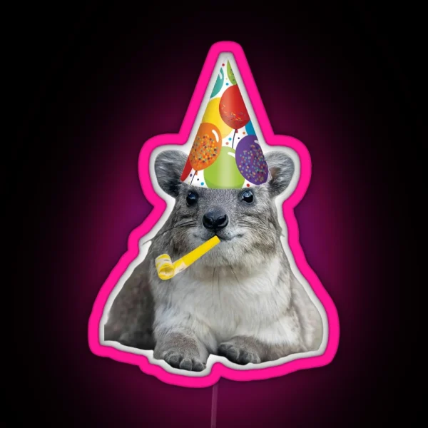 Birthday Rock Hyrax RGB Neon Sign