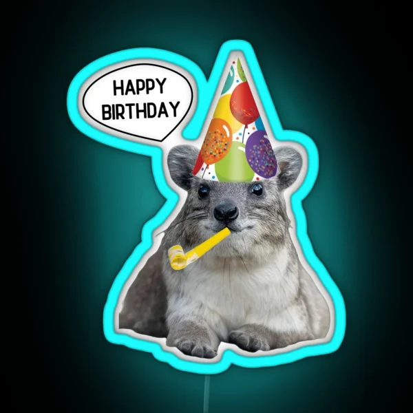 Birthday Rock Hyrax RGB Neon Sign