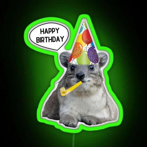 Birthday Rock Hyrax RGB Neon Sign