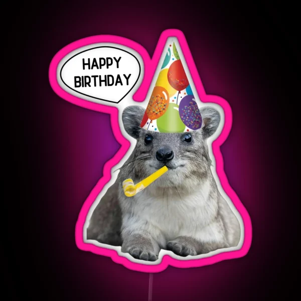 Birthday Rock Hyrax RGB Neon Sign