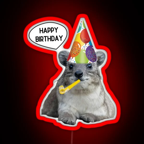 Birthday Rock Hyrax RGB Neon Sign
