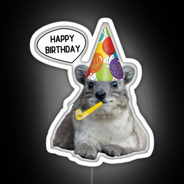 Birthday Rock Hyrax RGB Neon Sign