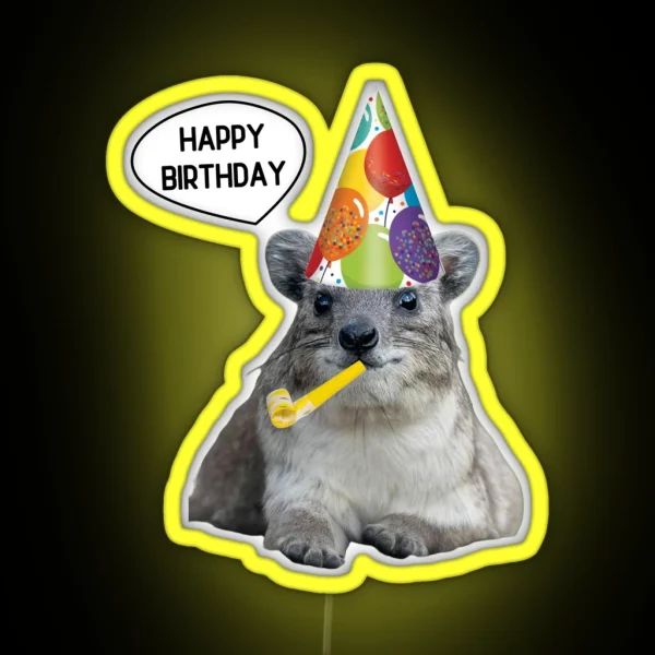 Birthday Rock Hyrax RGB Neon Sign