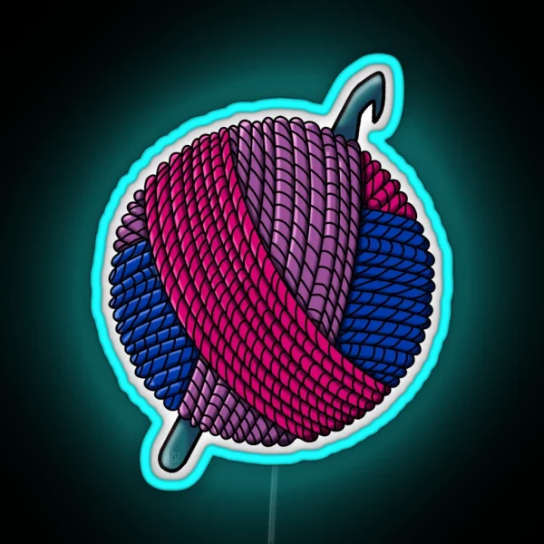 Bisexual Pride Yarn With Crochet Hook RGB Neon Sign