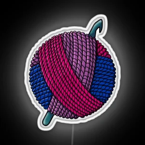 Bisexual Pride Yarn With Crochet Hook RGB Neon Sign