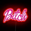 Neon 'Bitch Barbiecore' glow in dark retro aesthetic home decor.