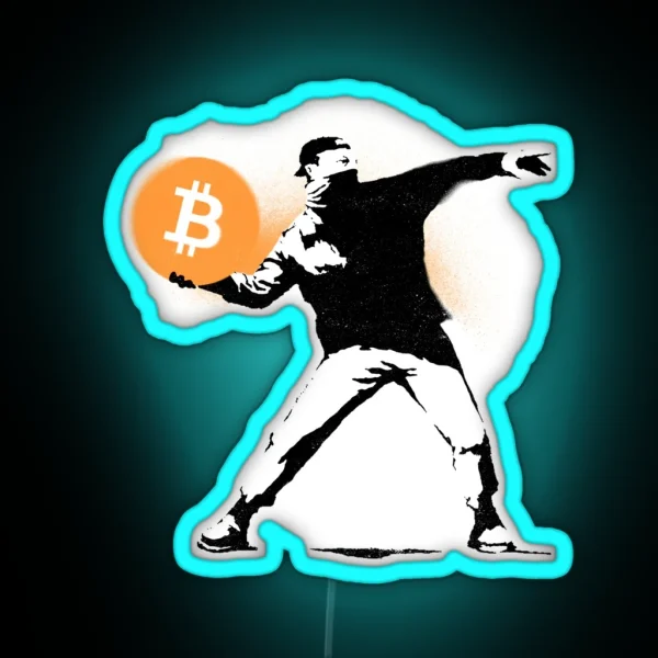 Bitcoin Banksy RGB Neon Sign