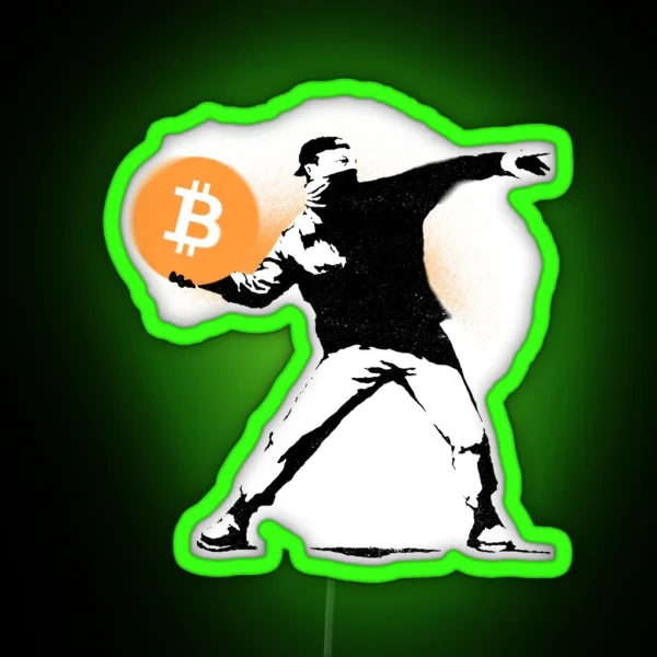 Bitcoin Banksy RGB Neon Sign