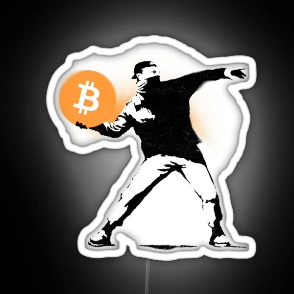 Bitcoin Banksy RGB Neon Sign