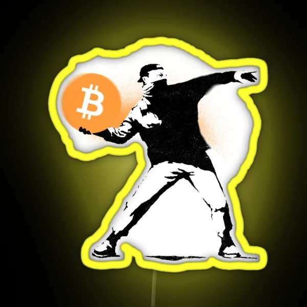 Bitcoin Banksy RGB Neon Sign