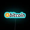 Original Bitcoin Logo Neon Sign in Vibrant RGB Color Scheme