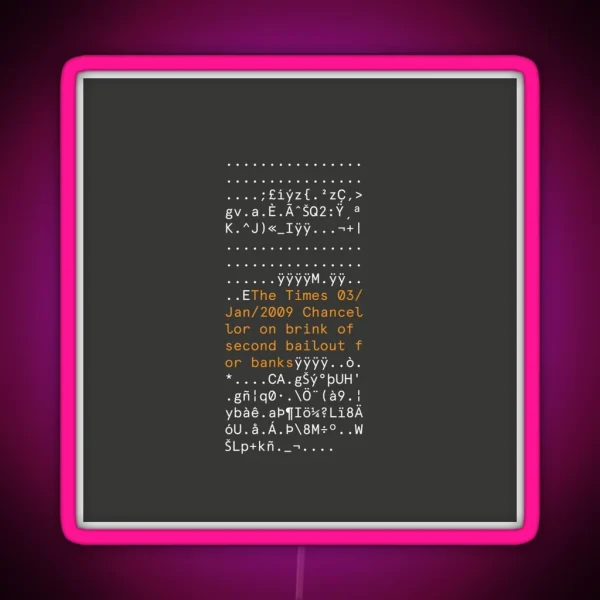 BITCOIN FIRST BLOCK RGB Neon Sign