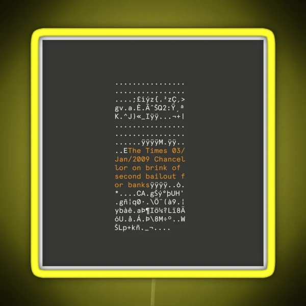 BITCOIN FIRST BLOCK RGB Neon Sign