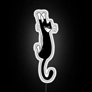 Black And White Cat Hanging On Funny Tuxedo Cat RGB Neon Sign