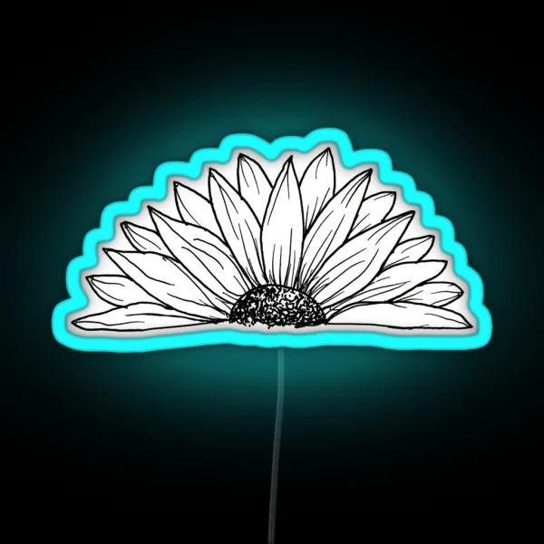 Black And White Daisy Doodle RGB Neon Sign