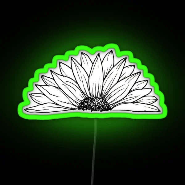 Black And White Daisy Doodle RGB Neon Sign