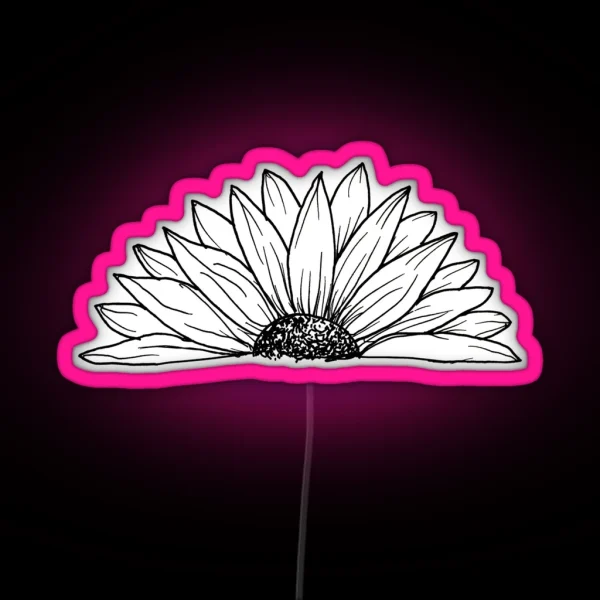 Black And White Daisy Doodle RGB Neon Sign