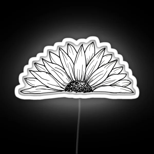 Black And White Daisy Doodle RGB Neon Sign