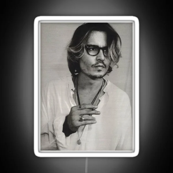 Black And White Johnny Depp RGB Neon Sign