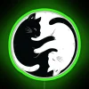 Neon Yin Yang Feline Symbolism Black White Whimsical Decorative Sign