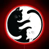 Black and white yin yang feline design glow in the dark.
