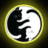 RGB Neon Black and White Yin Yang Feline Home Decor Sign