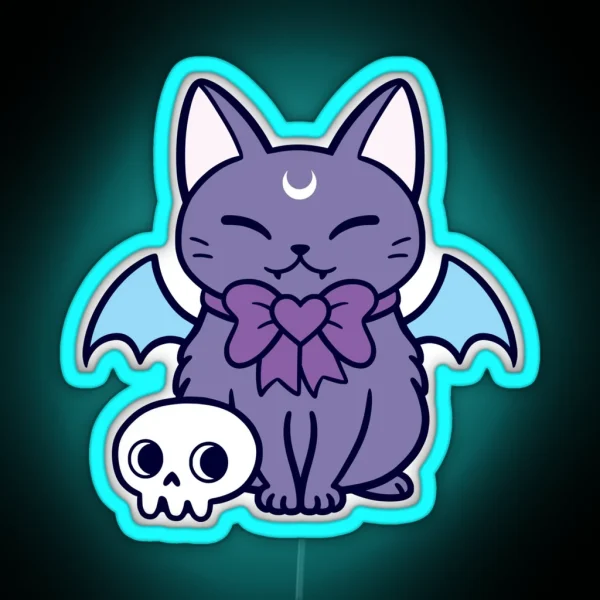 Black Bat Kitten 02 Nikury RGB Neon Sign