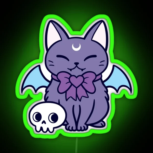 Black Bat Kitten 02 Nikury RGB Neon Sign