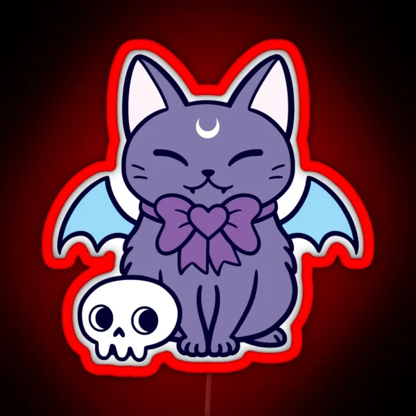 Black Bat Kitten 02 Nikury RGB Neon Sign
