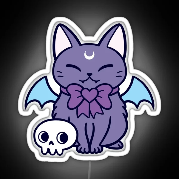 Black Bat Kitten 02 Nikury RGB Neon Sign
