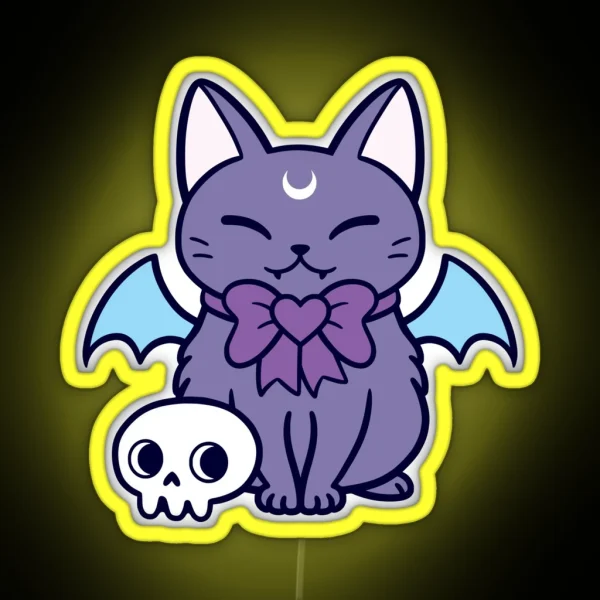 Black Bat Kitten 02 Nikury RGB Neon Sign