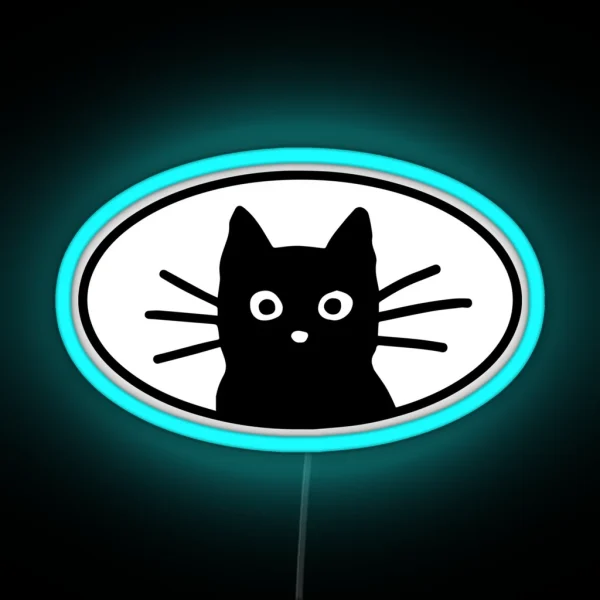 Black Cat Face RGB Neon Sign