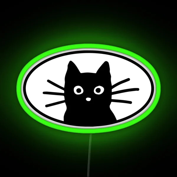 Black Cat Face RGB Neon Sign