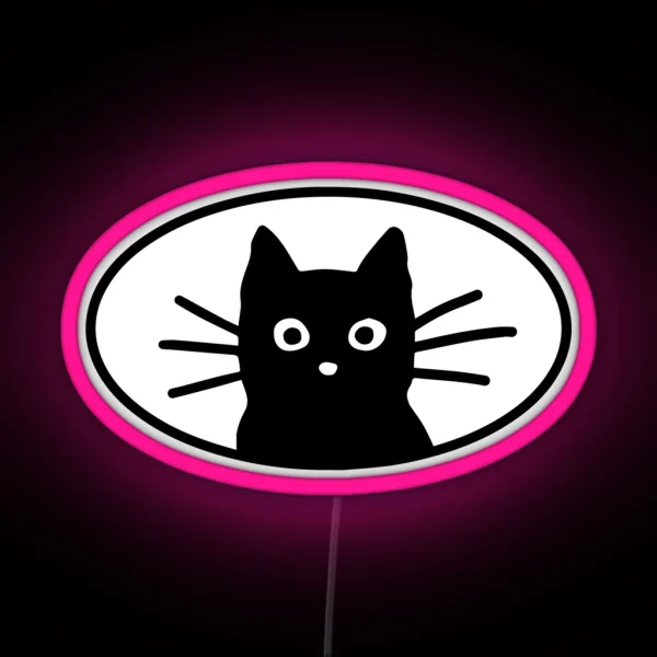 Black Cat Face RGB Neon Sign