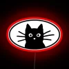 Ethereal black cat face glows with colorful neon RGB lighting