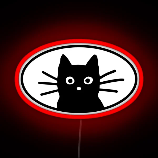 Black Cat Face RGB Neon Sign