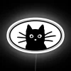 Vintage style Black Cat face illuminated with colorful RGB neon lights.