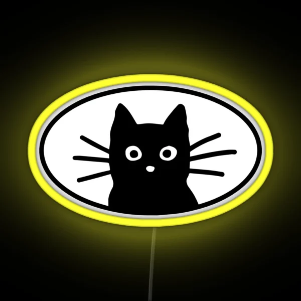 Black Cat Face RGB Neon Sign