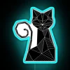 Ethereal black cat silhouette shines bright in geometric neon glow