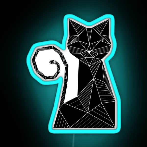 Black Cat Geometric RGB Neon Sign