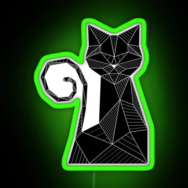 Black Cat Geometric RGB Neon Sign