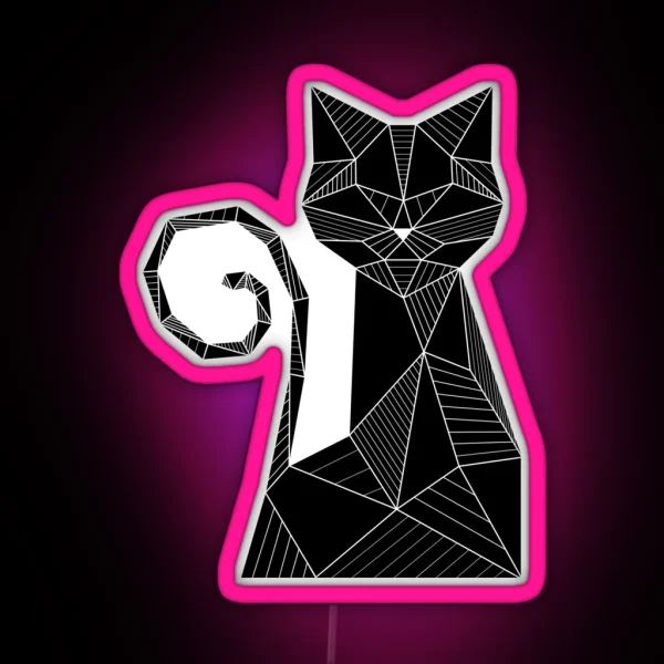 Black Cat Geometric RGB Neon Sign