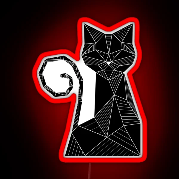 Black Cat Geometric RGB Neon Sign