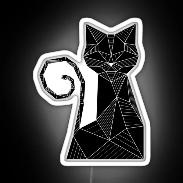Black Cat Geometric RGB Neon Sign