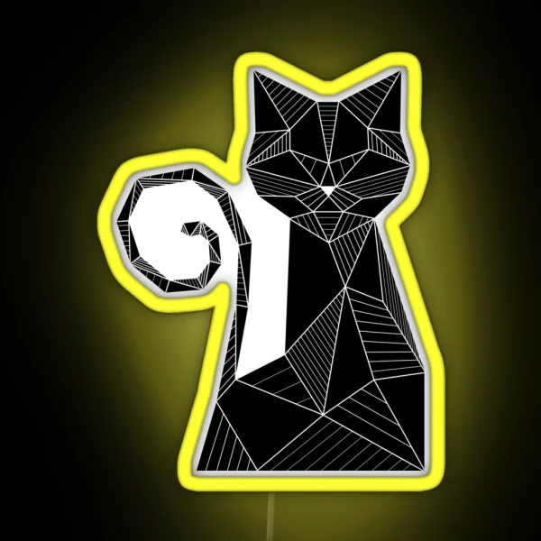 Black Cat Geometric RGB Neon Sign