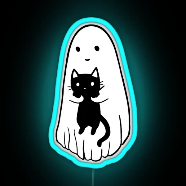 Black Cat Ghost RGB Neon Sign