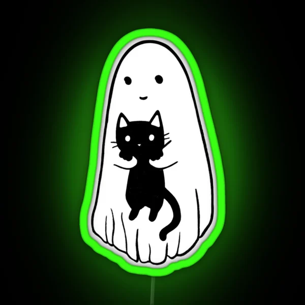 Black Cat Ghost RGB Neon Sign