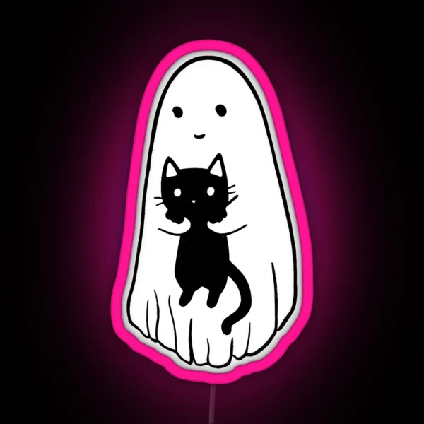 Black Cat Ghost RGB Neon Sign