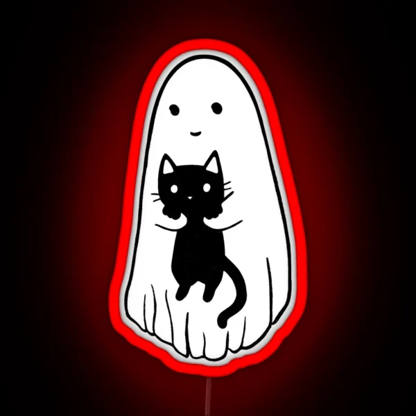 Black Cat Ghost RGB Neon Sign